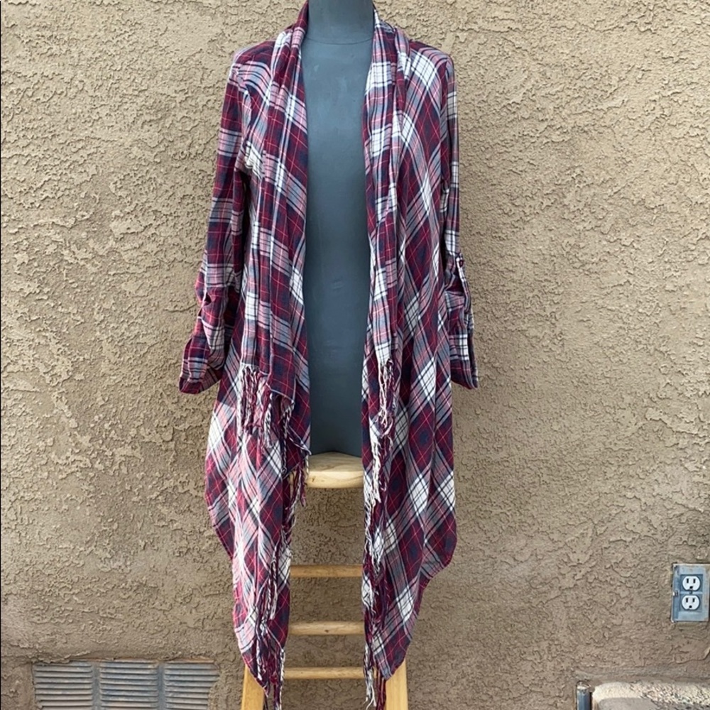 NORDSTROM PLAID CARDIGAN